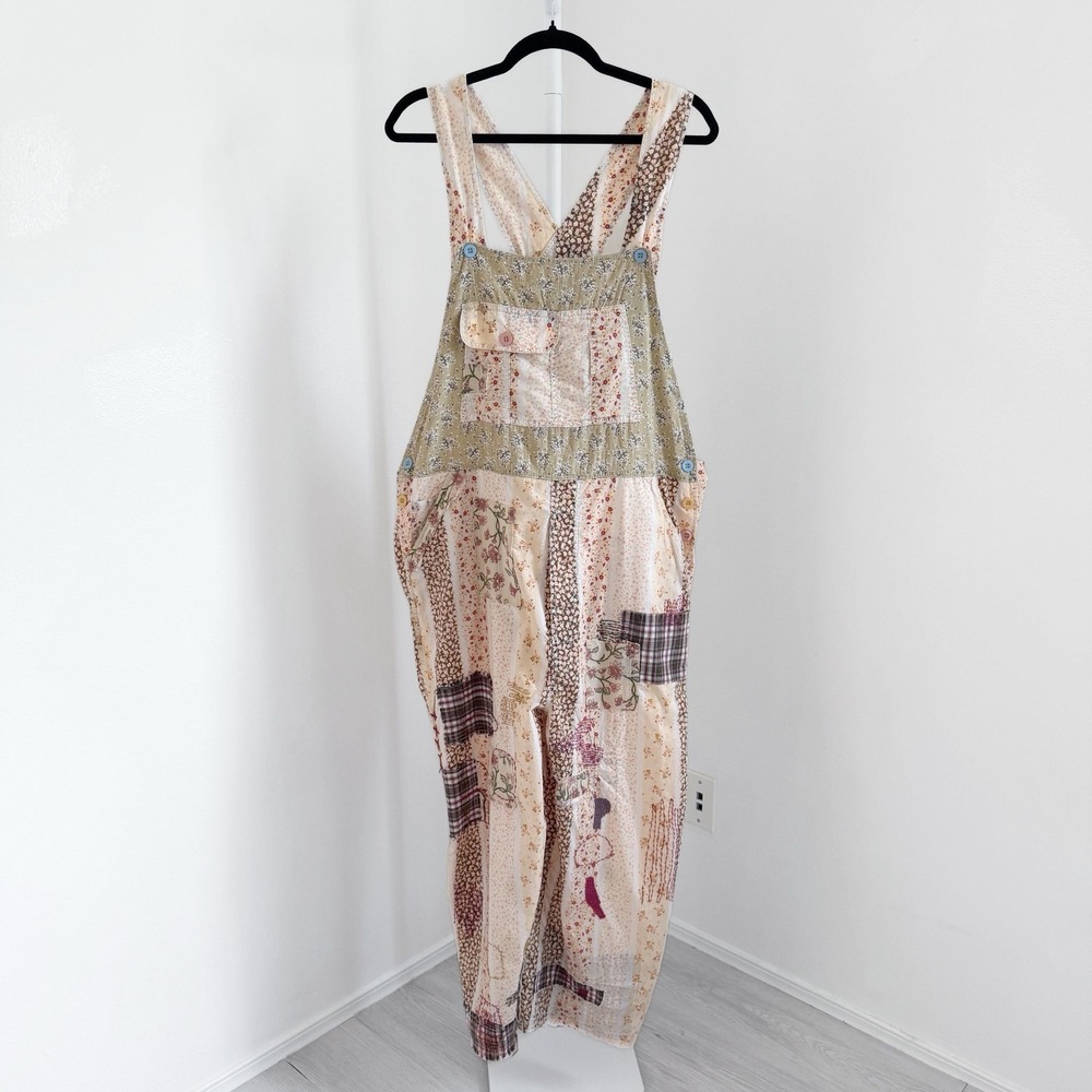 Blue Velvet Size Medium Patchwork Overalls (NEW) Prairie Bohemian Hippie - Picture 2 of 8